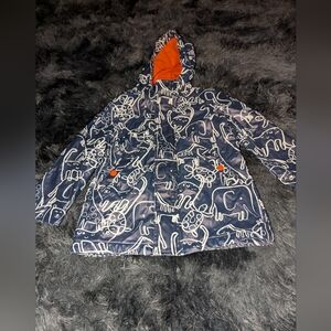 Kids Navy Animal Print Rain Jacket